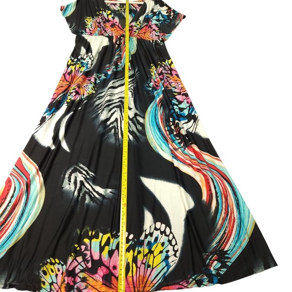 Ever Pretty Womens Maxi Dress Size‎ 14 Black Butterfly Print Short Sleeve NEW - Picture 11 of 12